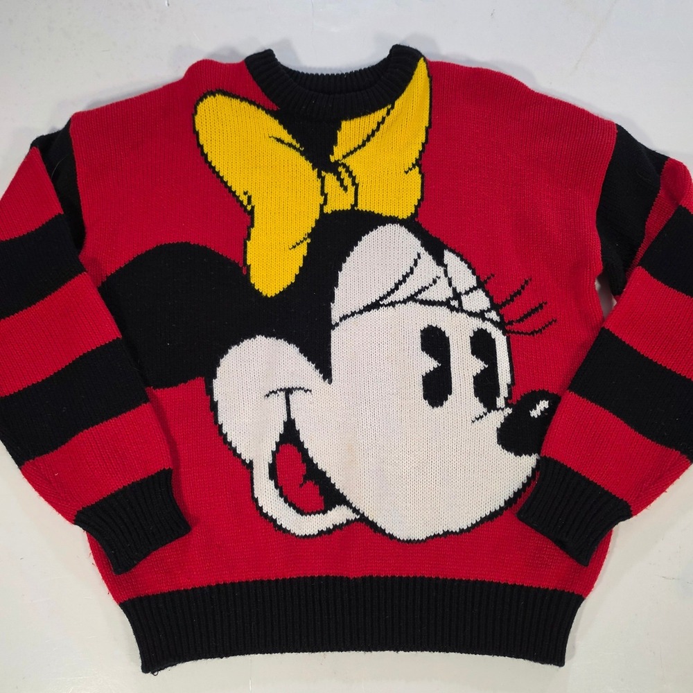 Vintage Mickey & Co Minnie Mouse Red Striped Knit Sweater Small J.G. Hook Disney